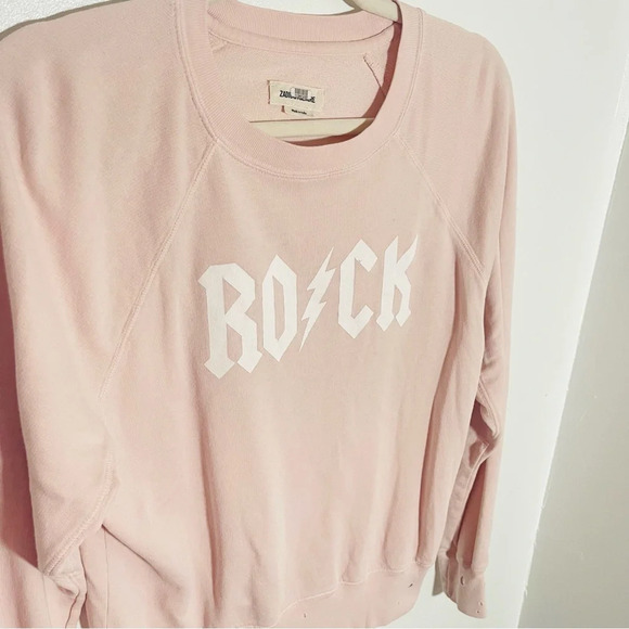 Zadig & Voltaire Rock Upper Print Sweatshirt Pink Distressed Punk Athleisure - Picture 6 of 9
